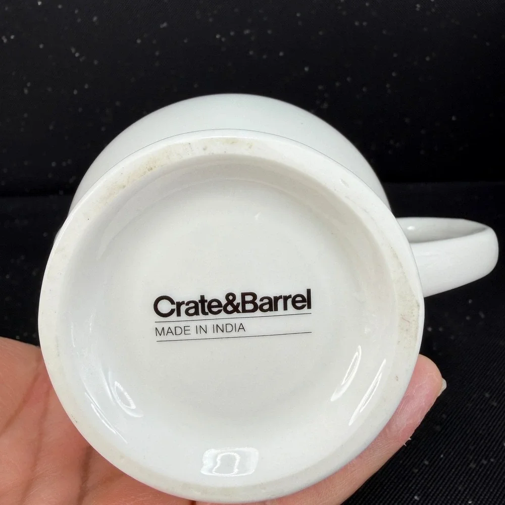 Crate & Barrel White Ceramic Sugar Bowl with‎ Lid and Creamer Set Made in India